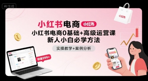 小红书电商0基础+高级运营课，新人小白必学方法，实操教学+案例分析-优优云网创