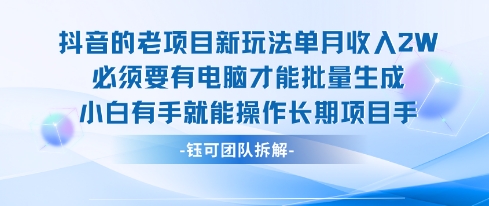 老项目新玩法单月收入2W小白有手就能操作长期项目-优优云网创