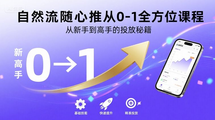 自然流随心推从0-1全方位课程，从新手到高手的投放秘籍-优优云网创