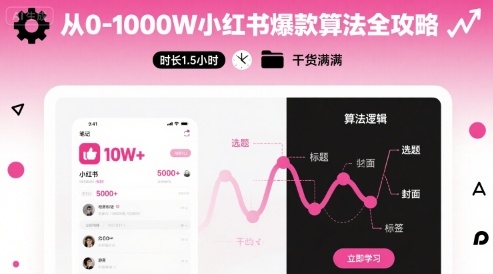 从0-1000W小红书爆款算法全攻略，时长1.5小时，干货满满-优优云网创