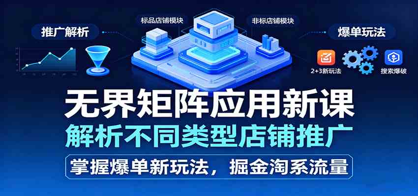 无界矩阵应用新课，解析不同类型店铺推广，掌握爆单新玩法，掘金淘系流量-优优云网创