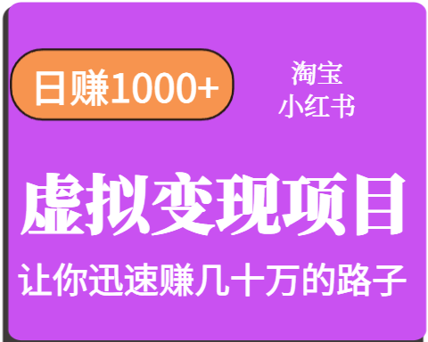 淘宝OR小红书虚拟变现，日赚1000+，多账号操作年收入几十W不等-优优云网创