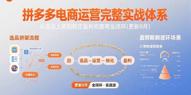 （15579期）拼多多电商运营完整实战体系，从选品上架到稳定盈利完整商业闭环(更新8月)-优优云网创