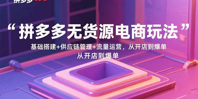 （15886期）拼多多无货源电商玩法：基础搭建+供应链管理+流量运营，从开店到爆单-优优云网创