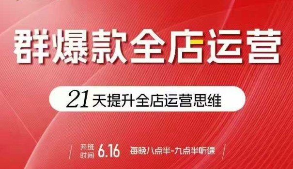 贾真电商群爆款全店运营，21天提升全店运营思维，起店、全店运营爆款不断-优优云网创