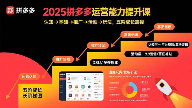 （15826期）2025拼多多运营能力提升课：认知→基础→推广→活动→玩法，五阶成长路径-优优云网创