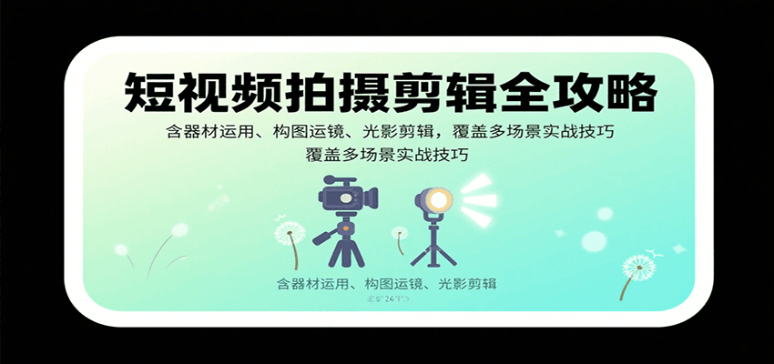 短视频拍摄剪辑全攻略：含器材运用、构图运镜、光影剪辑，覆盖多场景实战技巧-优优云网创