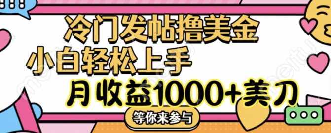 冷门发帖撸美金项目，月收益1000+美金，简单无脑，干就完了【揭秘】-优优云网创