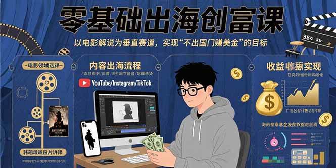 （15709期）零基础出海创富课：以电影解说为垂直赛道，实现不出国门赚美金的目标-优优云网创