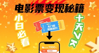 小白必看！卖电影票项目，零投入无门槛谁都能做，十天到手 7k，照做就行【揭秘】-优优云网创