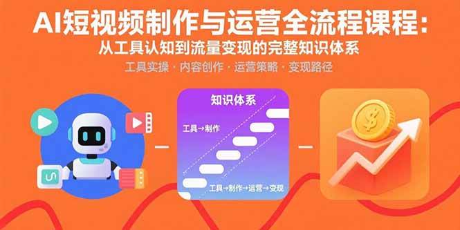 （15863期）AI短视频制作与运营全流程课程：从工具认知到流量变现的完整知识体系-优优云网创