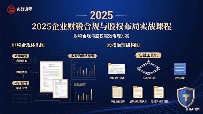 （15802期）2025企业财税合规与股权布局的实战课程：财税合规与股权高效治理方案-优优云网创