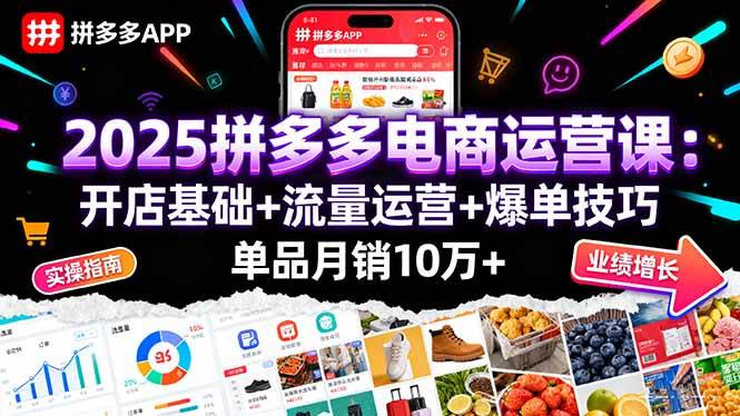 （16018期）2025拼多多电商运营课：开店基础+流量运营+爆单技巧，单品月销10万+-优优云网创