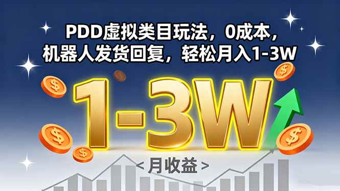 （15968期）PDD虚拟类目玩法，0成本，机器人发货回复，轻松月入1-3W-优优云网创