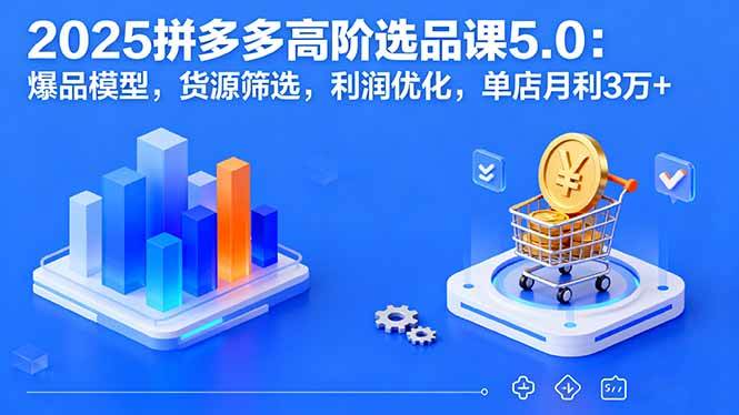 （16019期）2025拼多多高阶选品课5.0：爆品模型，货源筛选，利润优化，单店月利3万+-优优云网创