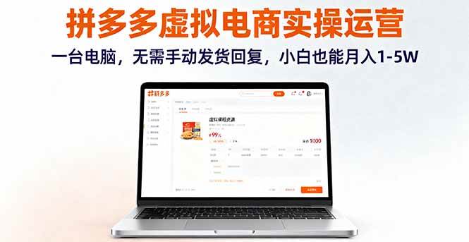 （16138期）拼多多虚拟电商实操运营，一台电脑，无需手动发货回复，小白也能月入1-5W-优优云网创
