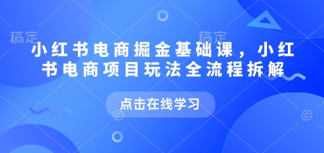 小红书电商掘金课，小红书电商项目玩法全流程拆解（更新9月）-优优云网创