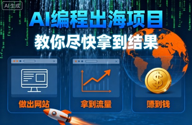 AI编程出海项目，教你尽快拿到结果-做出网站、拿到流量、賺到钱-优优云网创