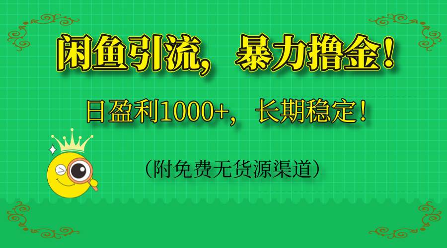 （14647期）闲鱼引流，暴力撸金，日盈利1000+，长期稳定！（附免费无货源渠道）-优优云网创