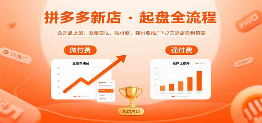 拼多多新店起盘全流程，含选品上架、流量玩法，微付费、强付费推广与7天起店盈利策略-优优云网创