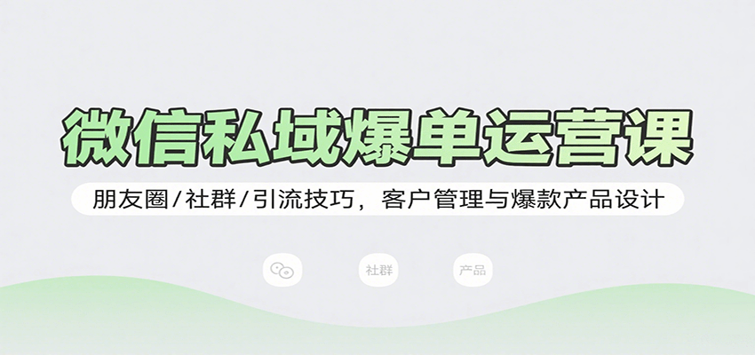 微信私域爆单运营课：朋友圈/社群/引流技巧，客户管理与爆款产品设计-优优云网创