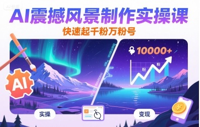 AI震撼风景制作实操课，快速起千粉万粉号-优优云网创