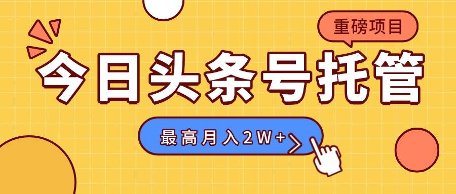 （15905期）【头条号托管 】我提供视频，你发布，每天操作5分钟，最高躺赚1W+-优优云网创