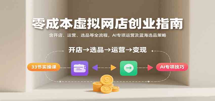 零成本虚拟网店创业指南，含开店、运营、选品等全流程， AI专项运营及蓝海选品策略-优优云网创
