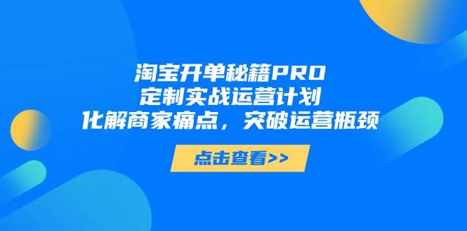 （14642期）淘宝开单秘籍PRO，定制实战运营计划，化解商家痛点，突破运营瓶颈-优优云网创