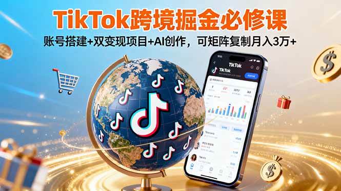 （16003期）TikTo跨境掘金必修课，账号搭建+双变现项目+AI创作，可矩阵复制月入3万+-优优云网创