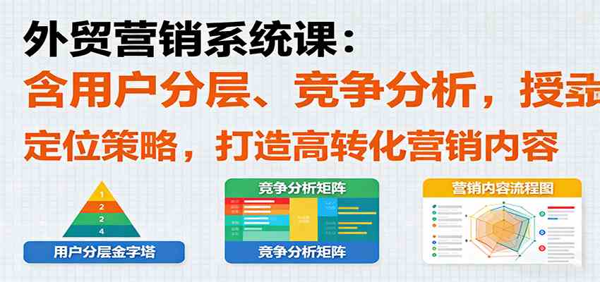 外贸营销系统课：含用户分层、竞争分析，授卖品、定位策略，打造高转化营销内容-优优云网创