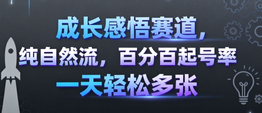 成长感悟赛道，纯自然流，百分百起号率 一天轻松多张-优优云网创