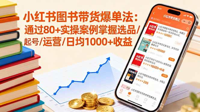 （16015期）小红书图书带货爆单法：通过80+实操案例掌握选品/起号/运营/日均1000+收益-优优云网创