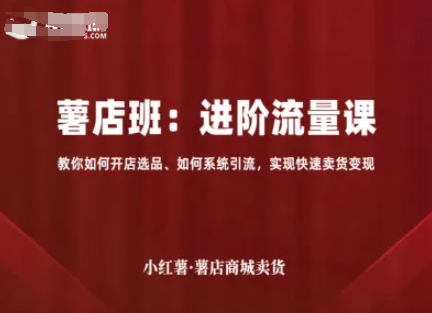 小红薯薯店商城卖货，进阶流量课，教你如何开店选品、如何系统引流，实现快速卖货变现-优优云网创