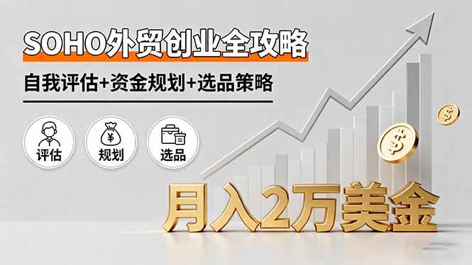 （16076期）SOHO外贸创业全攻略，自我评估+资金规划+选品策略，月入2万美金-优优云网创