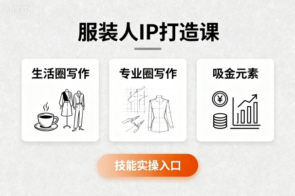 服装人IP打造课，文案创富+生活圈写作+专业圈写作+服装人专属+吸金元素+技能实操-优优云网创