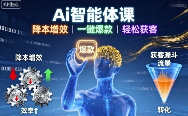 Ai智能体课，降本增效，一键爆款，轻松获客-优优云网创