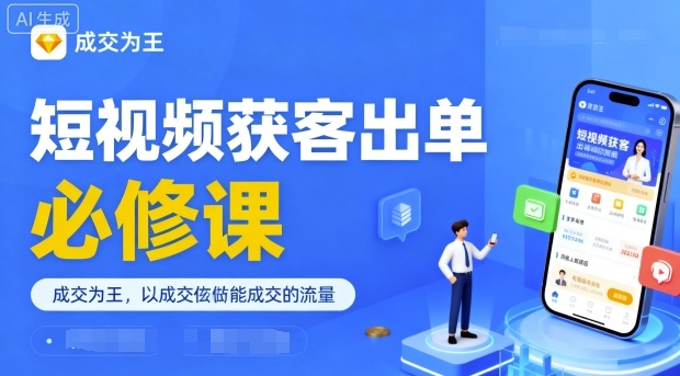 短视频获客出单必修课，成交为王，以成交为导向，直接做能成交的流量-优优云网创