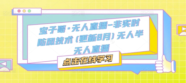 宝子哥·无人直播-非实时防风技术(更新25年8月)无人半无人直播-优优云网创