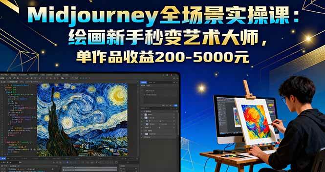 （16125期）Midjourney全场景实操课：绘画新手秒变艺术大师，单作品收益200-5000元-优优云网创